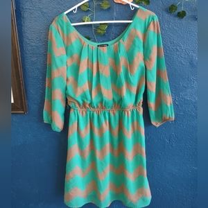 As U Wish Women's Green Chevron Dress Medium